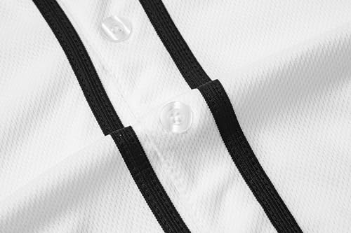 Womens Button Down Baseball Jersey, Blank Softball Team Uniform, Hip Hop Hipster Short Sleeve Active Shirts