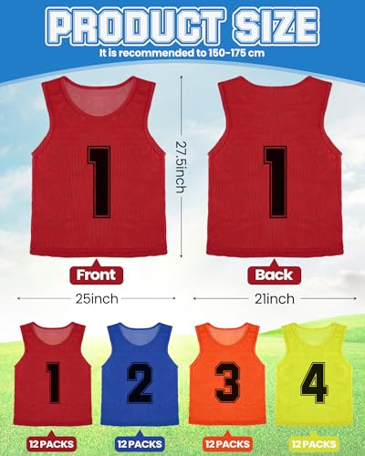 48 Pcs Pinnies for Sports Double Soccer Penny Soccer Pinnies Scrimmage Vests Mesh Basketball Team Practice Jersey