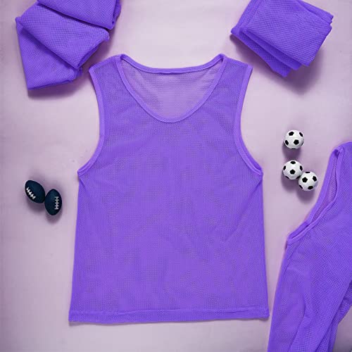 12 Pcs Soccer Pinnies Pennies Jersey Scrimmage Vest Sports Practice Jersey Mesh Basketball Vest for Youth Adult Kids