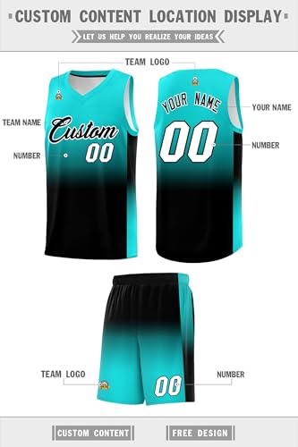 Personalized Gradient Basketball Jersey Shorts Printed Team Jersey with Name Number for Men Youth Basketball Uniform