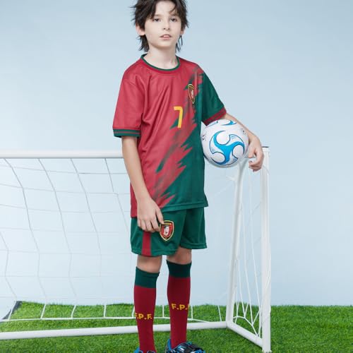 Youth Soccer Jersey for Boys Girls Kids Uniform Football Shirt Birthday Gift Set
