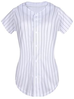 Womens Baseball Jersey Button Down Softball Jersey Short Sleeve Tee Hip Hop Shirt Active Team Sports Uniforms