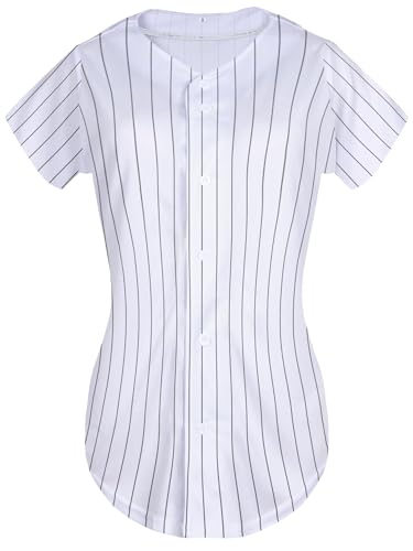 Womens Baseball Jersey Button Down Softball Jersey Short Sleeve Tee Hip Hop Shirt Active Team Sports Uniforms