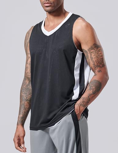 10-Pack Men's Reversible Custom Basketball Jerseys, Plain Mesh Athletic Sleeveless Shirts Blank Team Uniforms Set