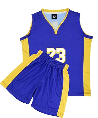 Kids Basketball Kit, 2 Piece Sleeveless Kids Basketball Jersey Shirt & Shorts for 2-14 Years Unisex Children