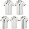 5 Pack Mens Plain Blank Baseball Jersey Button Down Shirts Short Sleeve Hipster Hip Hop Sports Team Uniform