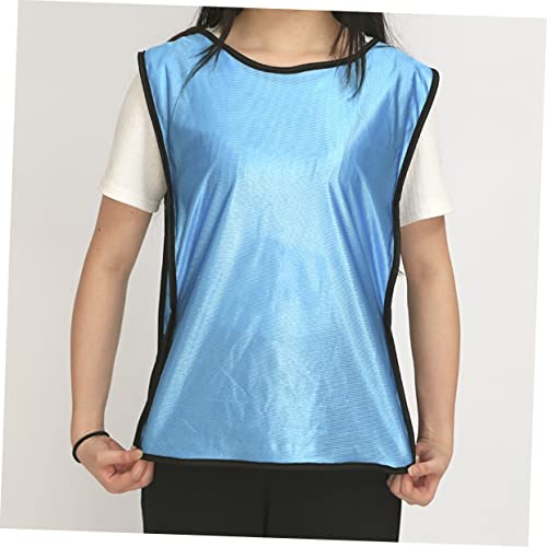 12PCS Adult Football Basketball Training Vests Xl Fluorescent Blue Mesh Sleeveless Shirts for Summer Sports Practice Lightweight