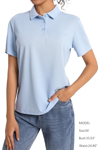 5 Pack Women's Polo Shirts Short Sleeve 3 Buttons Collared Uniform Tops Moisture-Wicking T-Shirts for Work & Casual