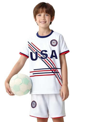 Kids Soccer Jersey Kit Boys Girls Youth Soccer Shirt Shorts Set Team Sports Training Uniform Gift