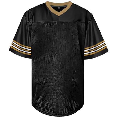 Men Blank Plain Football Jersey, Adult Hip Hop Hipster Short Sleeve Mesh Pullover Shirts,Custom Uniforms for Party