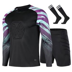 Soccer Goalie Jersey and Shorts Set for Boys,Long Sleeve Goalie Uniform Kit for Kids and Youth