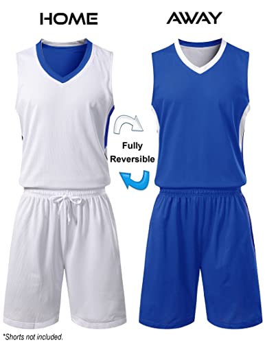 10 Pack Youth Boys Reversible Mesh Performance Athletic Basketball Jerseys Blank Team Uniforms for Sports Scrimmage Bulk