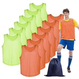 12-Pack Scrimmage Vests, Kids & Adult Practice Jerseys, Breathable Mesh Pinnies for Basketball, Soccer & Sports