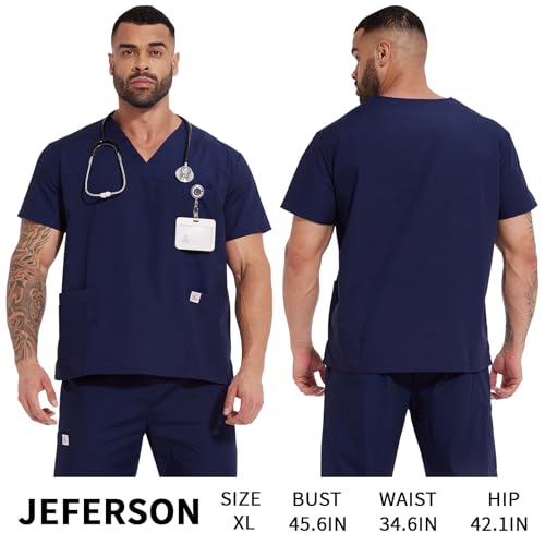 Scrub Tops for Men - V-Neck Scrubs with 3 Pocket Men's Overalls, for Nurse, Dentist, Vets, Team
