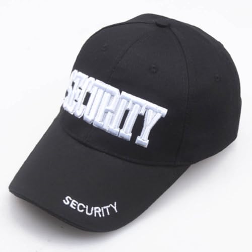 3D Embroidered Security Baseball Cap - Adjustable Hat for Guard Uniform, Officer, Bouncer, Bodyguard