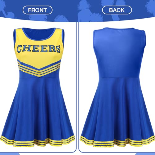 4 Pcs Cheerleader Costumes for Women Adults Girls Cheer Uniform Outfit for 2025 Halloween