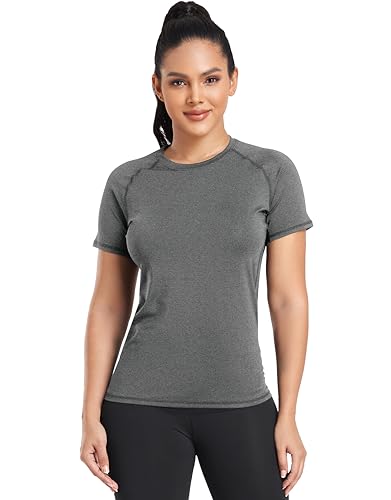 4 Pack Women's Compression Shirt Running Athletic T-Shirts Workout Tops Baselayer Short Sleeve Yoga Gym Sports Gear