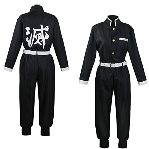 Mens Cosplay Costume Japanese Anime Cosplay Black Team Uniform Kimonos Outfit With Belt
