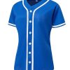 Womens Button Down Baseball Jersey, Blank Softball Team Uniform, Hip Hop Hipster Short Sleeve Active Shirts