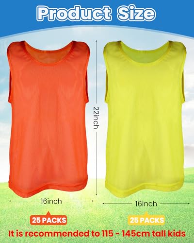 50 Pack Pinnies Bulk Scrimmage Vests Lightweight Youth Scrimmage Vests Team Soccer Basketball Jersey Pinnies for Sport