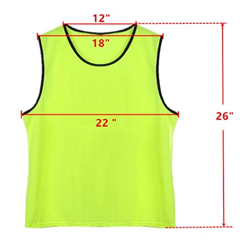 DH Mens Soccer Sports Team Practice Pinnies Scrimmage Training Mesh Vests -12 Pcs Pack