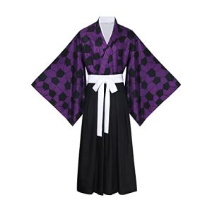 41vpdAealYL.jpg Anime Demon Kokushibou Cosplay Costume Kimono Outfits Uniform Set for Men Boys Halloween Party