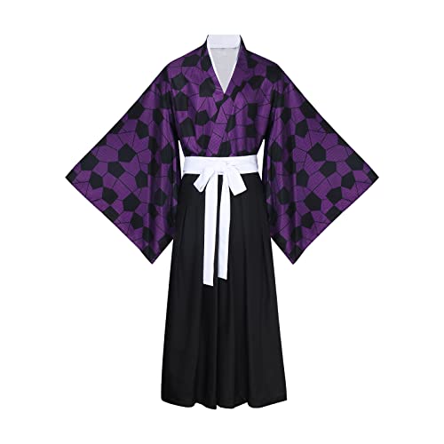 Anime Demon Kokushibou Cosplay Costume Kimono Outfits Uniform Set for Men Boys Halloween Party