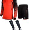 Soccer Goalie Jersey Padded Uniform Kit - Goalkeeper Jersey, Shorts, Socks - Mens Football Padded Shirt Kids/Adult size