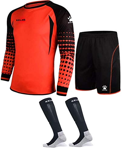 Soccer Goalie Jersey Padded Uniform Kit - Goalkeeper Jersey, Shorts, Socks - Mens Football Padded Shirt Kids/Adult size