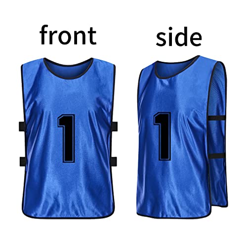 Scrimmage Training Vest Team Sports Pinnies Reversible Numbered Soccer Team Pennies Kids Youth Adult Jerseys (24 Pack)