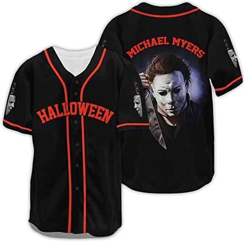 41yLgWLX0YL.jpg Horror Jersey, Halloween Baseball Jersey, Horror Movie Shirts Short Sleeve, Gifts for Horror Lover
