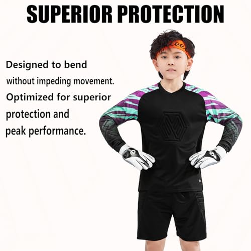 Soccer Goalie Jersey and Shorts Set for Boys,Long Sleeve Goalie Uniform Kit for Kids and Youth