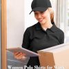 5 Pack Women's Polo Shirts Short Sleeve 3 Buttons Collared Uniform Tops Moisture-Wicking T-Shirts for Work & Casual