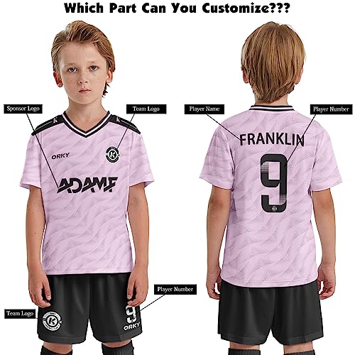 Kids Custom Soccer Jersey, Youth Personalized Football Shirt Short Set, Boy Girl Cool Team Uniform