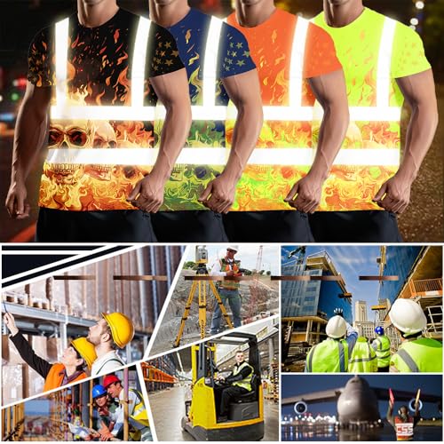 Skull Safety T-Shirts Customize Logo High Visibility Reflective Outdoor Security Team Uniform