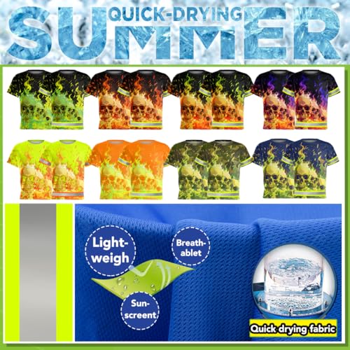 Skull Safety T-Shirts Customize Logo High Visibility Reflective Outdoor Security Team Uniform