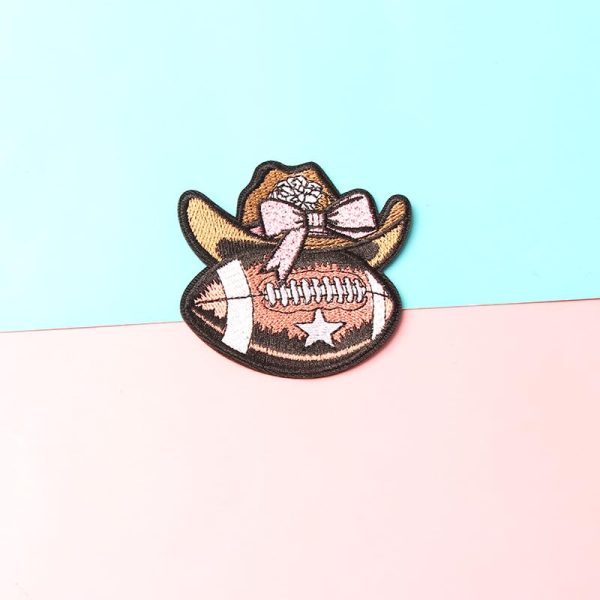 NOIAFZY 9pcs Denim Rugby Element Iron-on Cloth Patches, Embroidered Applique for Rugby Team Uniforms, DIY Backpack Decoration,