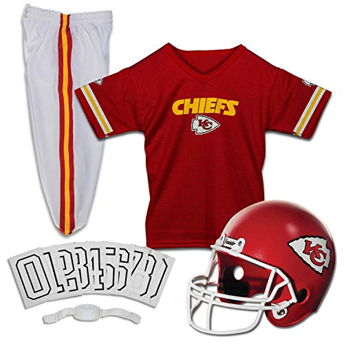 515WNEKvObL.jpg NFL Youth Football Uniform Set for Boys & Girls - Includes Helmet, Jersey & Pants with Chinstrap + Numbers