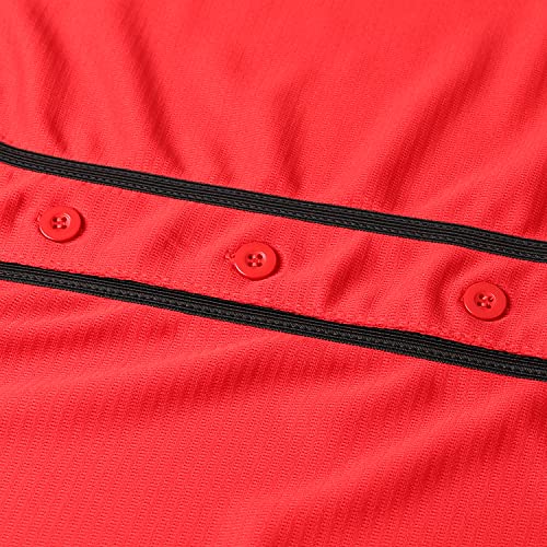 Mens Blank Plain Baseball Jersey Button Down Shirts Sports Hip Hop Hipster Jersey S-3XL Black White Grey Red Blue