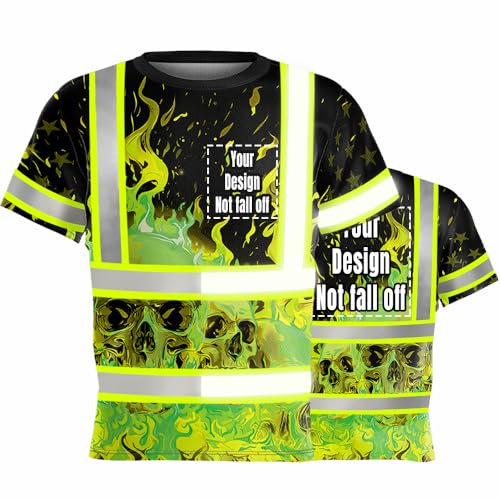 Skull Safety T-Shirts Customize Logo High Visibility Reflective Outdoor Security Team Uniform