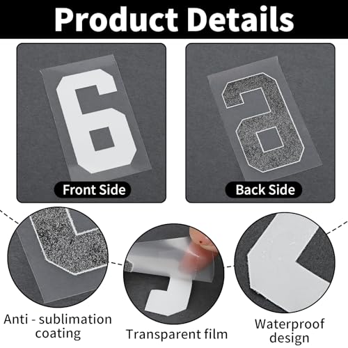 358 Pcs Iron on Letters and Numbers, 8 Inch and 3 Inch Heat Transfer Numbers with 2 Inch iron on letters for clothing, Jersey