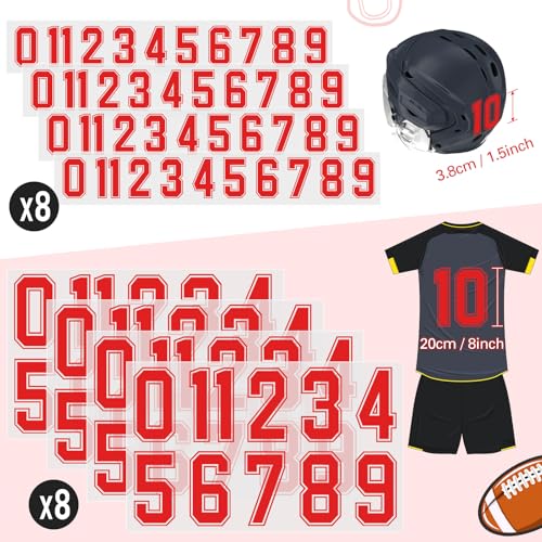 176 Sheets 1936 Pcs Iron on Numbers for Jersey T-Shirt Heat Transfer Numbers 0-9 for Fabric Clothing Sports Jersey Helmet