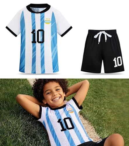 Boys' Soccer Jersey Youth Football Uniform Sports Shirt Kit for Kids Age 4-14,Soccer Birthday Gift