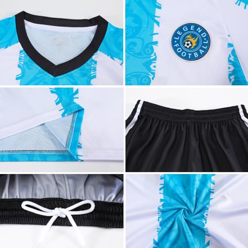 Argentina Soccer Jersey for Kids Boys Girls HOM Jersey Kit Youth Football Team Uniform Sports Fan Shirts Set