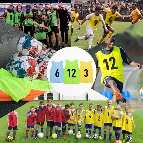 Numbered Soccer Pinnies Scrimmage Vest Soccer Bibs Sports Pennies Team Training Practice Vest for Adult Youth(12 pcs)