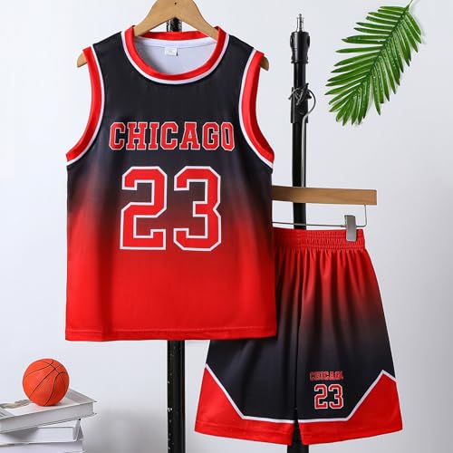 Basketball Jerseys 23# for Kids Youth Sports T-Shirt Jersey Boys Girls Gradient Basketball Uniform Set 6-16Years