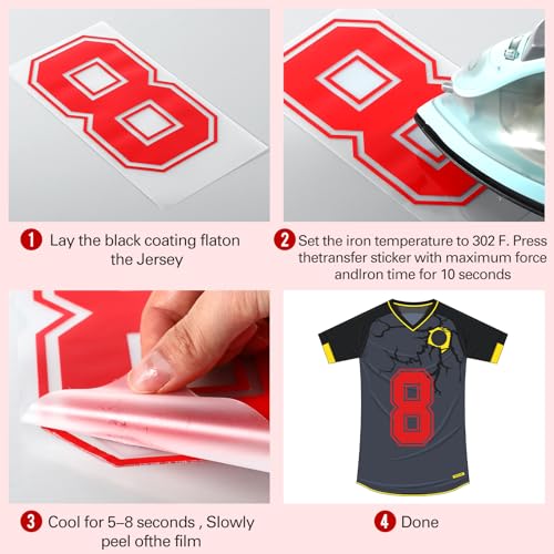 176 Sheets 1936 Pcs Iron on Numbers for Jersey T-Shirt Heat Transfer Numbers 0-9 for Fabric Clothing Sports Jersey Helmet
