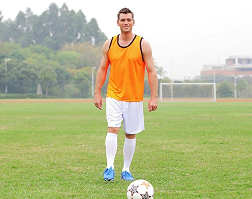DH Mens Soccer Sports Team Practice Pinnies Scrimmage Training Mesh Vests -12 Pcs Pack