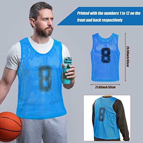 24 Pack Nylon Mesh Scrimmage Team Practice Vests Pinnies Jerseys Train Vest for Adult Sport Basketball Soccer Football