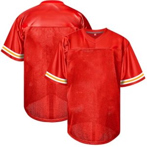 Men Blank Plain Football Jersey, Adult Hip Hop Hipster Short Sleeve Mesh Pullover Shirts,Custom Uniforms for Party
